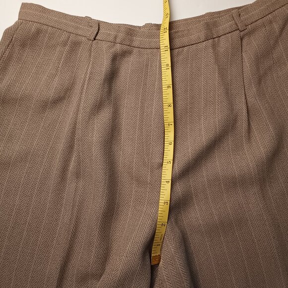 Liz Claiborne Trouser Pants Size 12 High Rise Tapered Leg Beige Herringbone - Picture 7 of 9